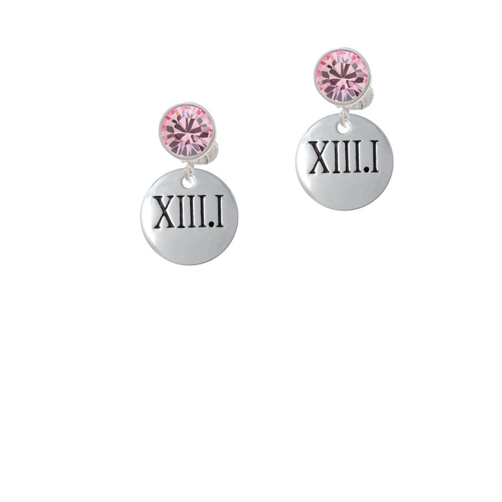 Half Marathon Roman Numeral Crystal Clip On Earrings Image 4