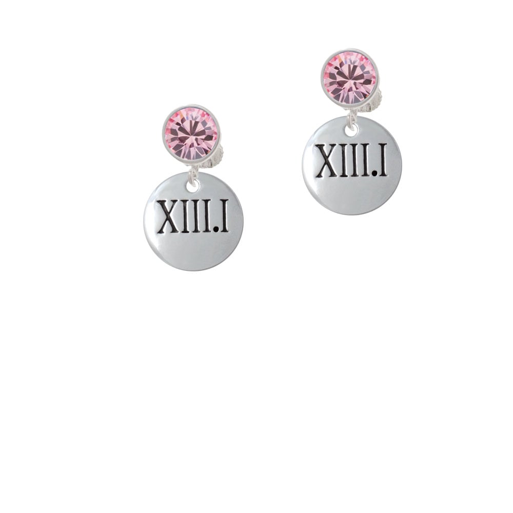 Half Marathon Roman Numeral Crystal Clip On Earrings Image 1