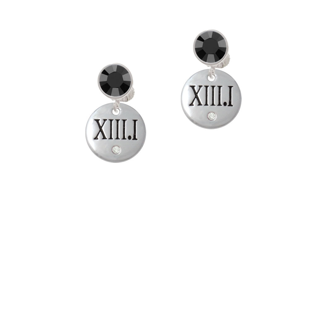 Half Marathon with Clear Crystal Roman Numeral Crystal Clip On Earrings Image 3