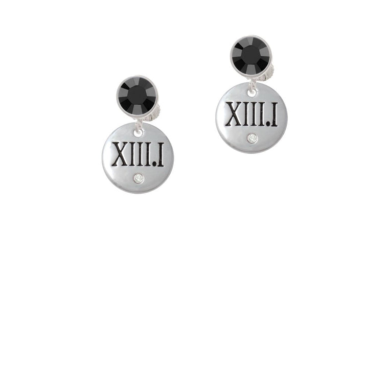 Half Marathon with Clear Crystal Roman Numeral Crystal Clip On Earrings Image 1