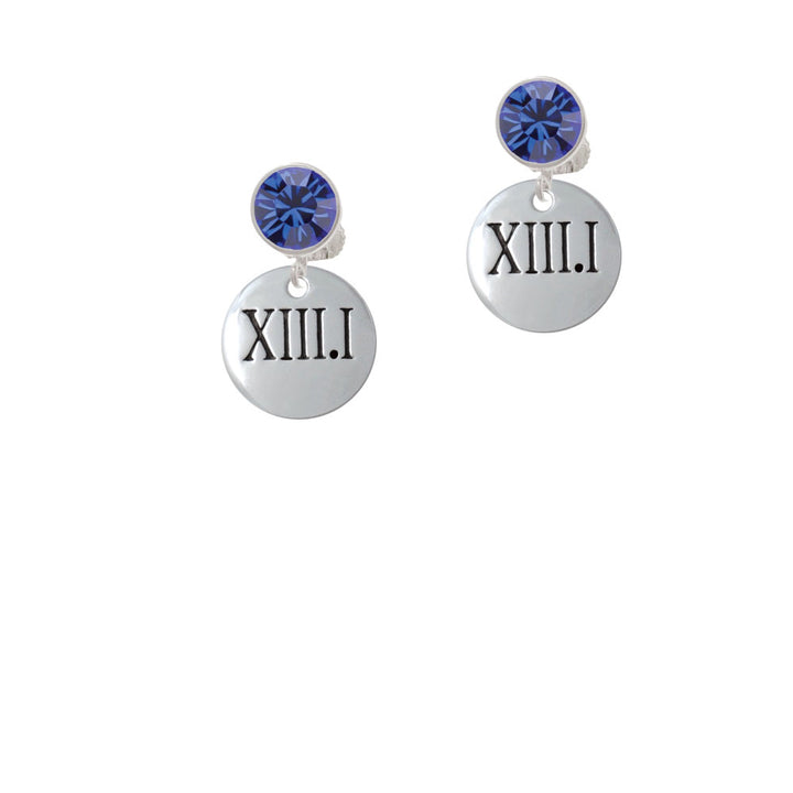 Half Marathon Roman Numeral Crystal Clip On Earrings Image 7