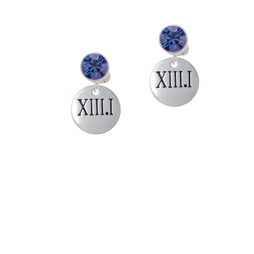 Half Marathon Roman Numeral Crystal Clip On Earrings Image 1