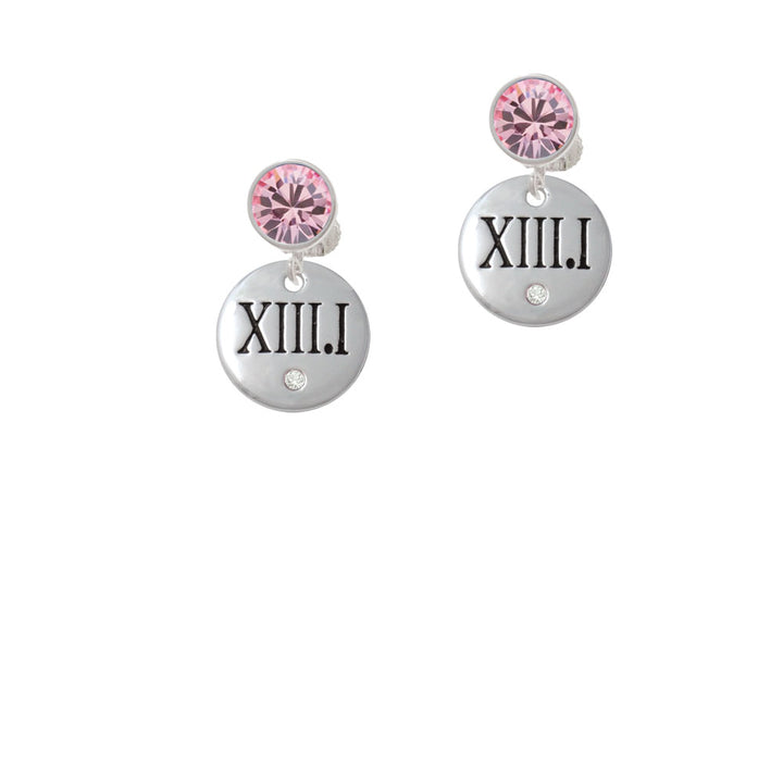 Half Marathon with Clear Crystal Roman Numeral Crystal Clip On Earrings Image 4