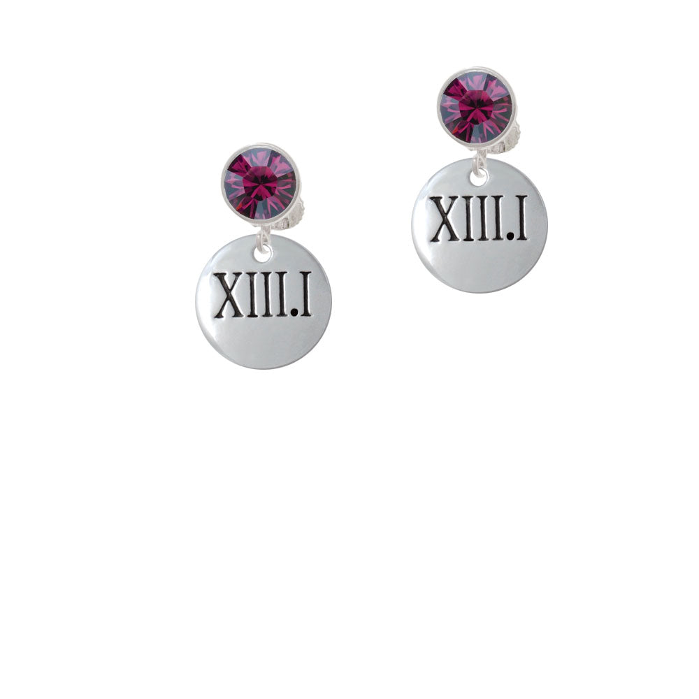 Half Marathon Roman Numeral Crystal Clip On Earrings Image 8