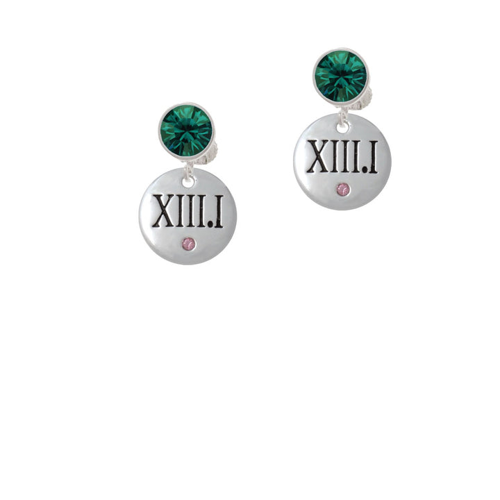 Half Marathon with Pink Crystal Roman Numeral Crystal Clip On Earrings Image 6