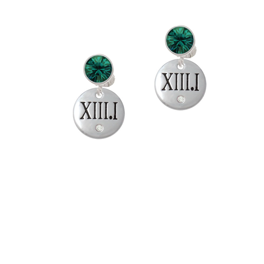 Half Marathon with Clear Crystal Roman Numeral Crystal Clip On Earrings Image 6