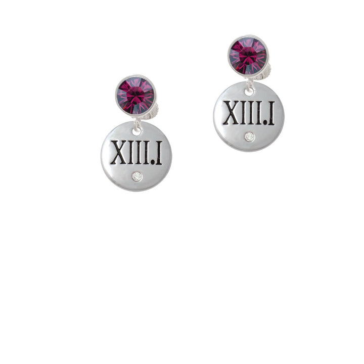 Half Marathon with Clear Crystal Roman Numeral Crystal Clip On Earrings Image 8