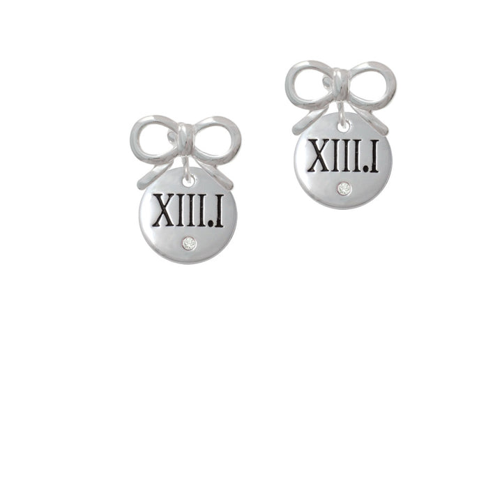 Half Marathon with Clear Crystal Roman Numeral Crystal Clip On Earrings Image 9