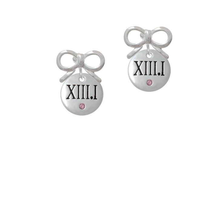 Half Marathon with Pink Crystal Roman Numeral Crystal Clip On Earrings Image 9