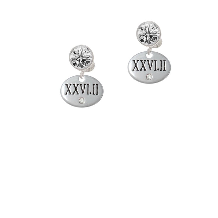 Marathon with Clear Crystal Roman Numeral Crystal Clip On Earrings Image 2