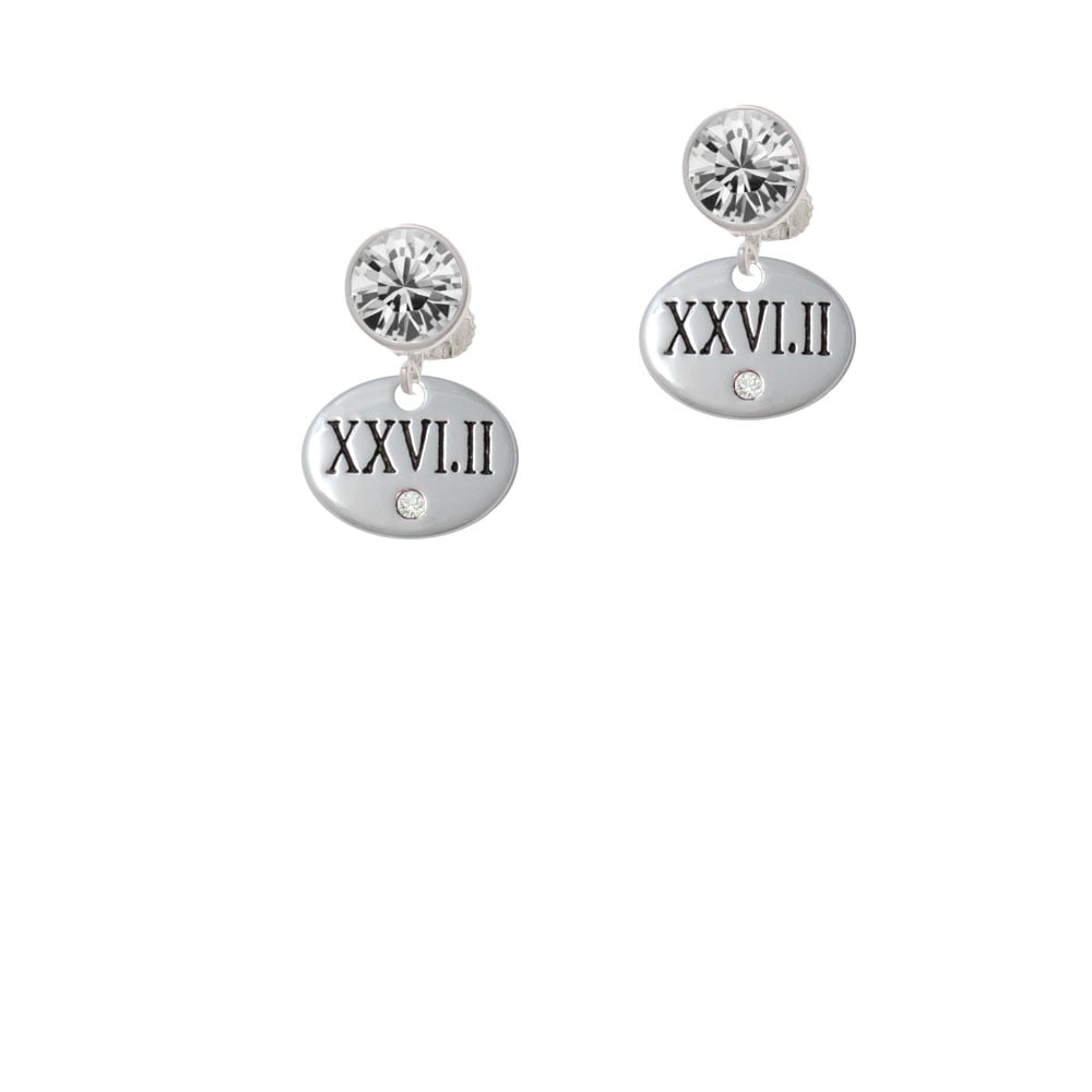 Marathon with Clear Crystal Roman Numeral Crystal Clip On Earrings Image 1