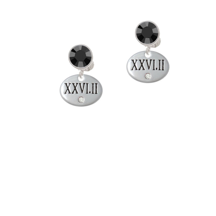 Marathon with Clear Crystal Roman Numeral Crystal Clip On Earrings Image 3