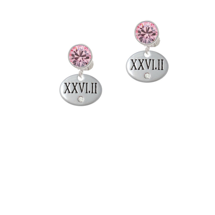 Marathon with Clear Crystal Roman Numeral Crystal Clip On Earrings Image 4