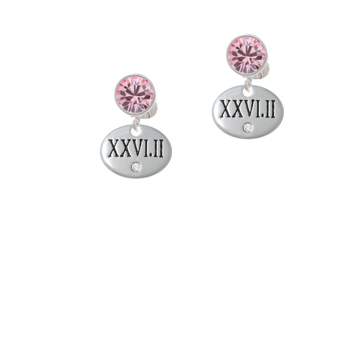 Marathon with Clear Crystal Roman Numeral Crystal Clip On Earrings Image 1