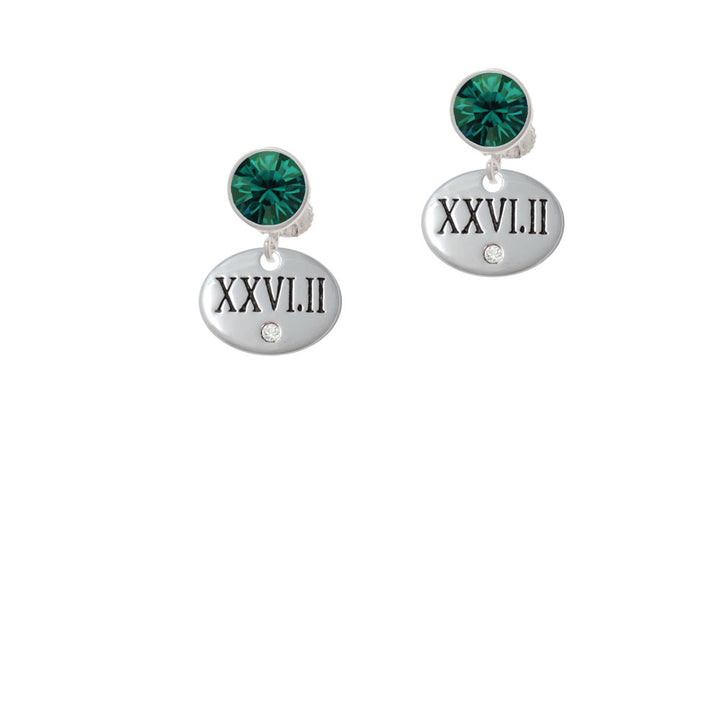 Marathon with Clear Crystal Roman Numeral Crystal Clip On Earrings Image 6