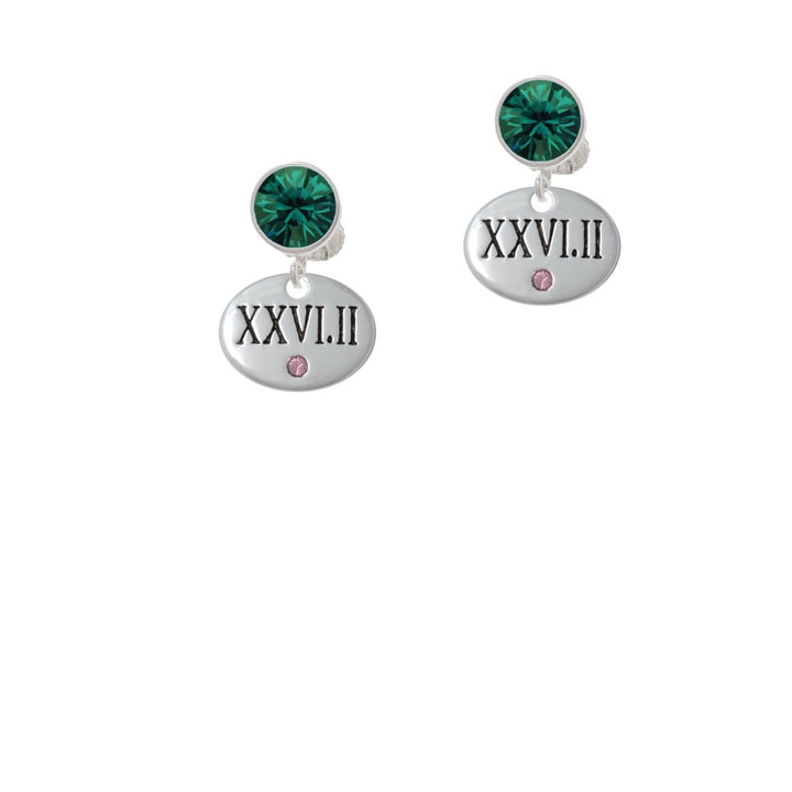 Marathon with Pink Crystal Roman Numeral Crystal Clip On Earrings Image 1