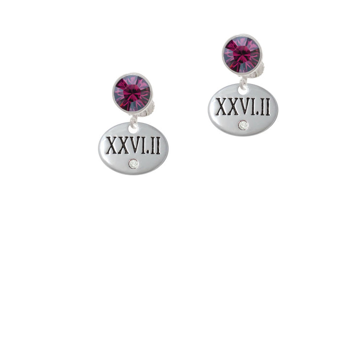 Marathon with Clear Crystal Roman Numeral Crystal Clip On Earrings Image 8