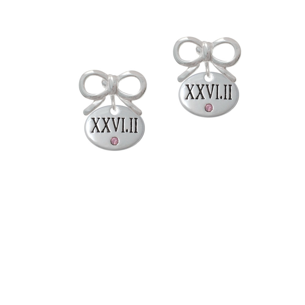 Marathon with Pink Crystal Roman Numeral Crystal Clip On Earrings Image 9