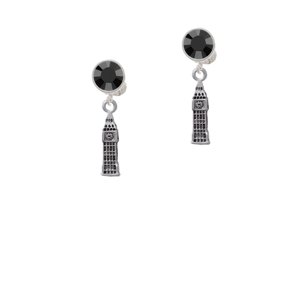 Londons Big Ben Clock Tower Crystal Clip On Earrings Image 3