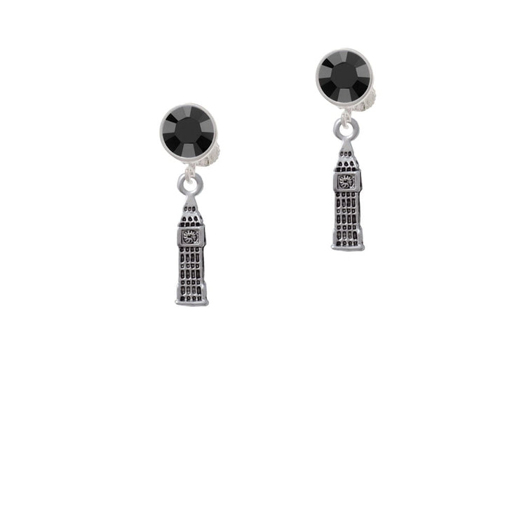 Londons Big Ben Clock Tower Crystal Clip On Earrings Image 1