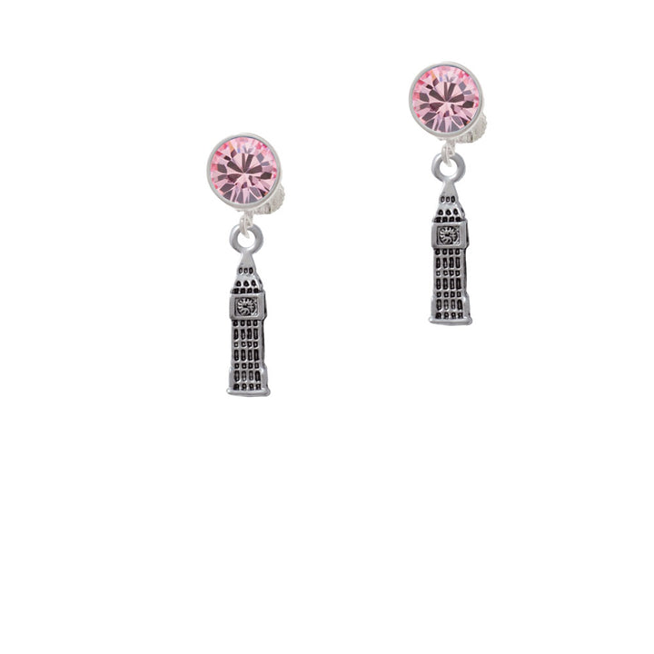 Londons Big Ben Clock Tower Crystal Clip On Earrings Image 4