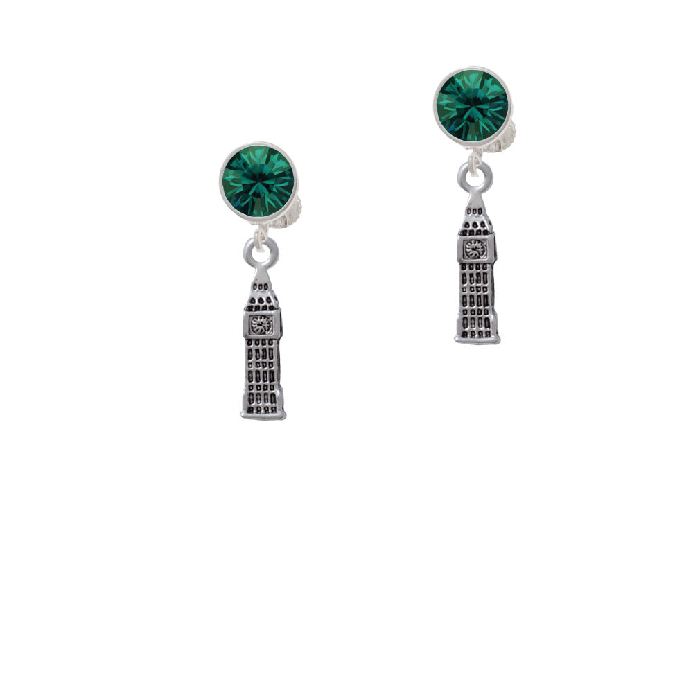 Londons Big Ben Clock Tower Crystal Clip On Earrings Image 6