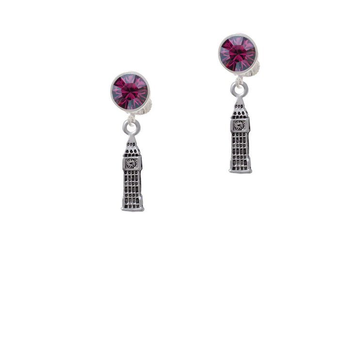 Londons Big Ben Clock Tower Crystal Clip On Earrings Image 1