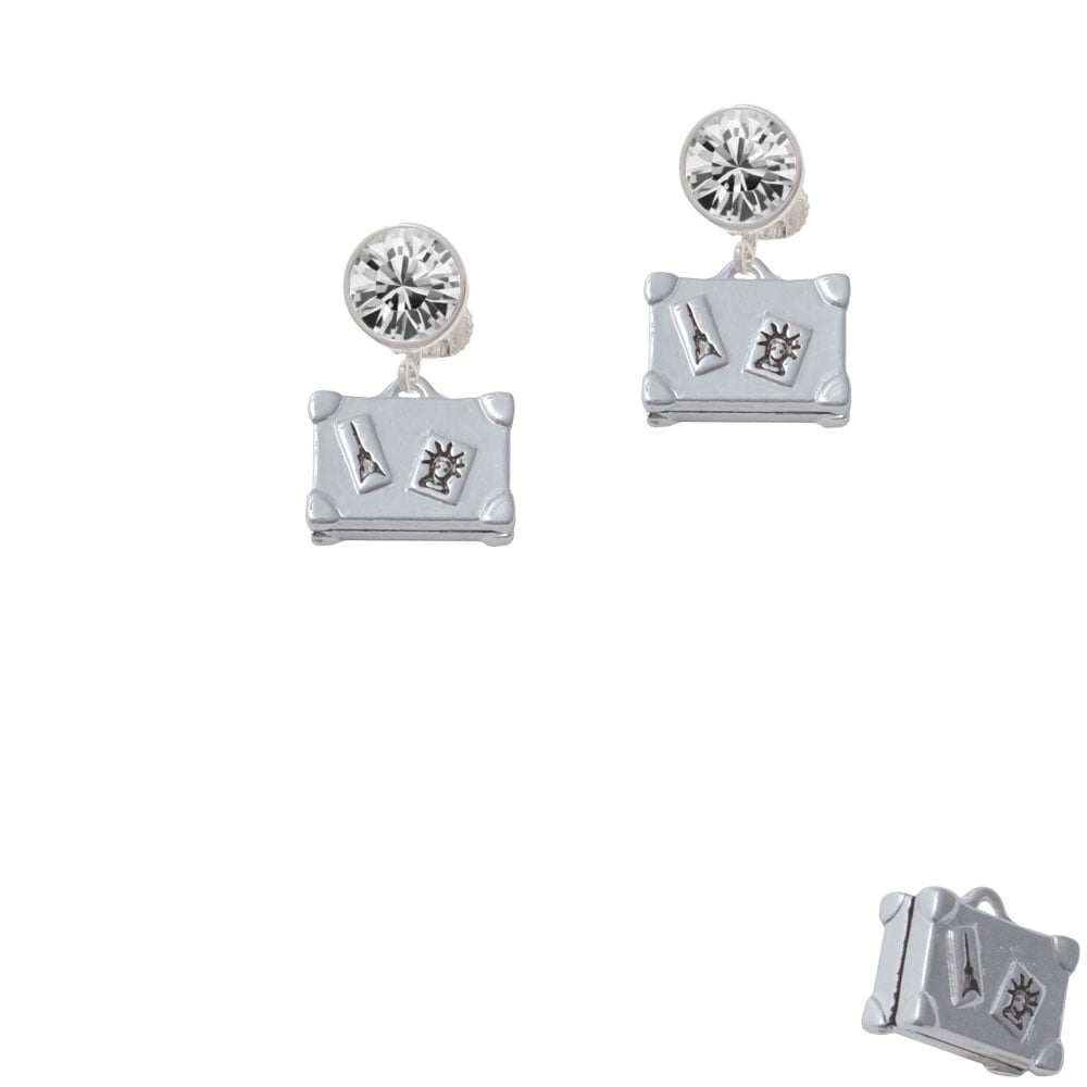 Suitcase Crystal Clip On Earrings Image 1