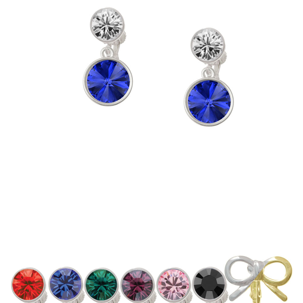 12mm Crystal Rivoli - Blue Crystal Clip On Earrings Image 1