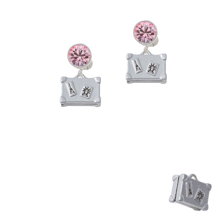 Suitcase Crystal Clip On Earrings Image 1