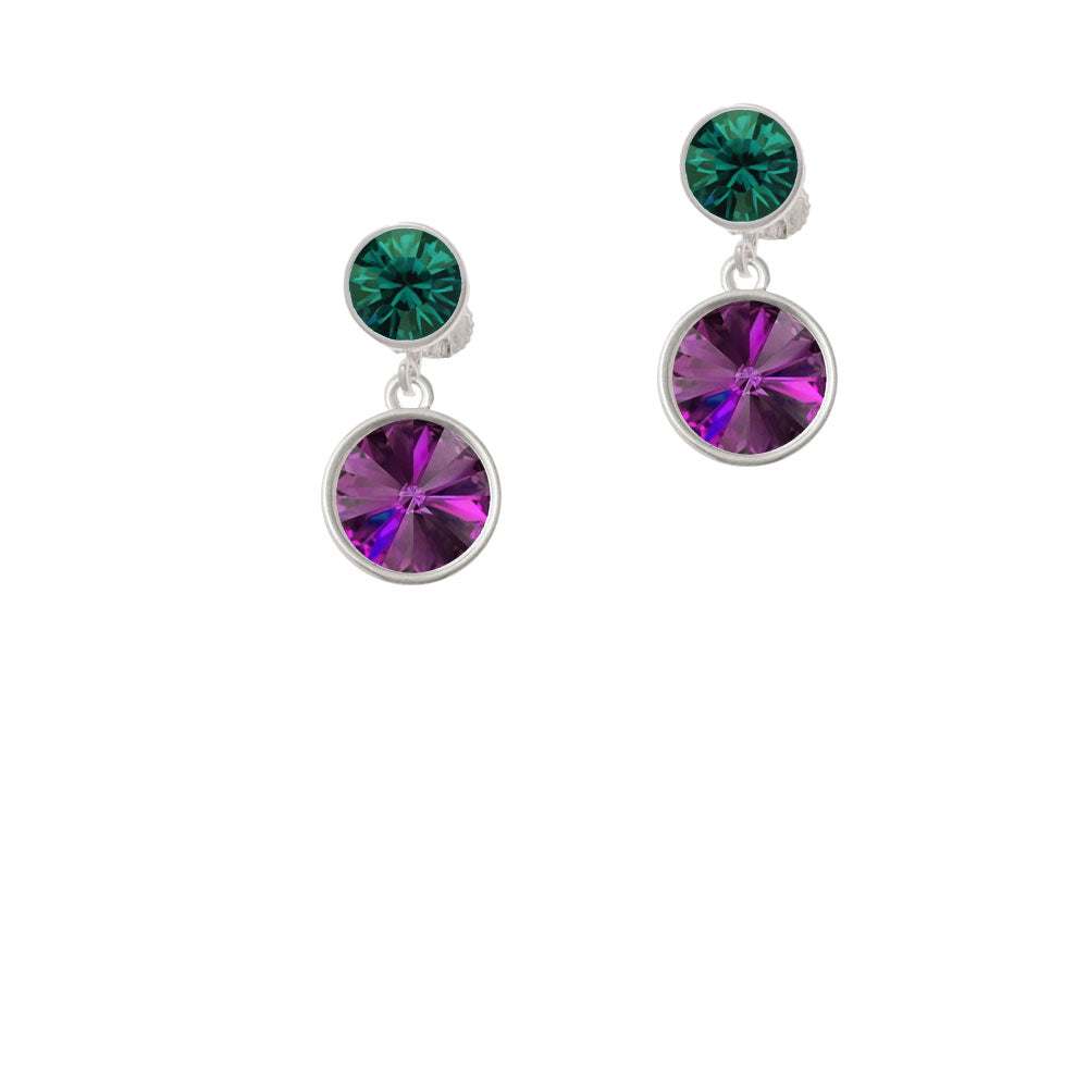 12mm Crystal Rivoli - Purple Crystal Clip On Earrings Image 6