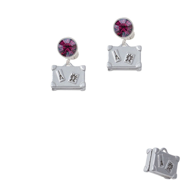 Suitcase Crystal Clip On Earrings Image 1