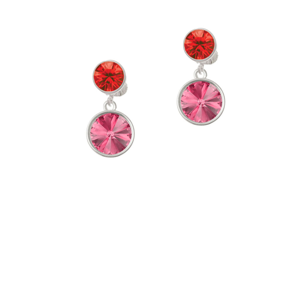 12mm Crystal Rivoli - Hot Pink Crystal Clip On Earrings Image 4