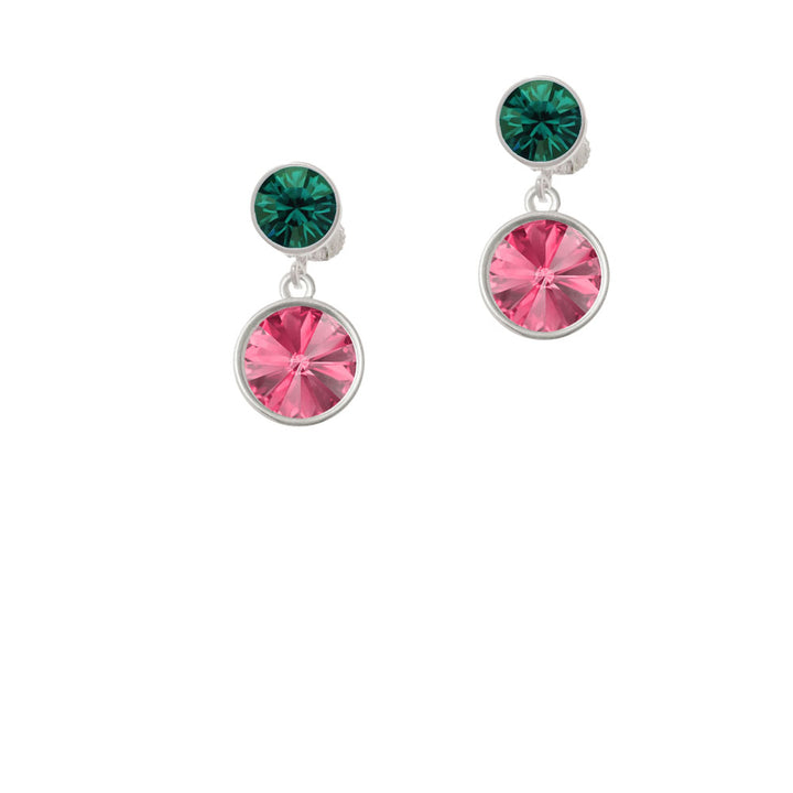 12mm Crystal Rivoli - Hot Pink Crystal Clip On Earrings Image 6