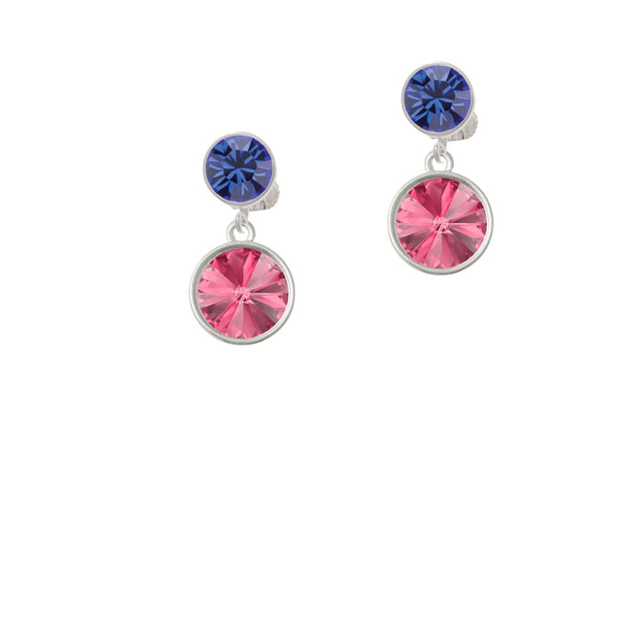 12mm Crystal Rivoli - Hot Pink Crystal Clip On Earrings Image 7