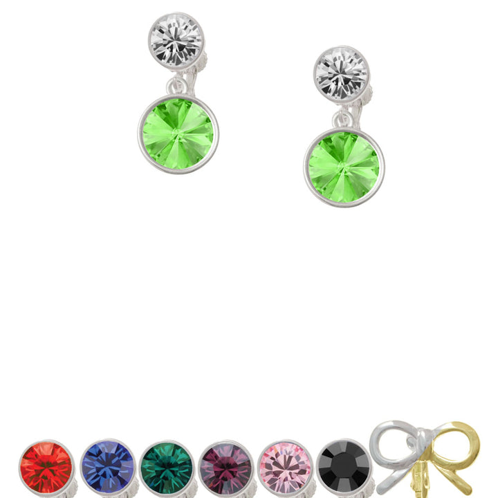 12mm Crystal Rivoli - Lime Green Crystal Clip On Earrings Image 1