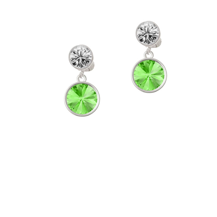 12mm Crystal Rivoli - Lime Green Crystal Clip On Earrings Image 2