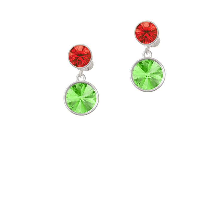 12mm Crystal Rivoli - Lime Green Crystal Clip On Earrings Image 4