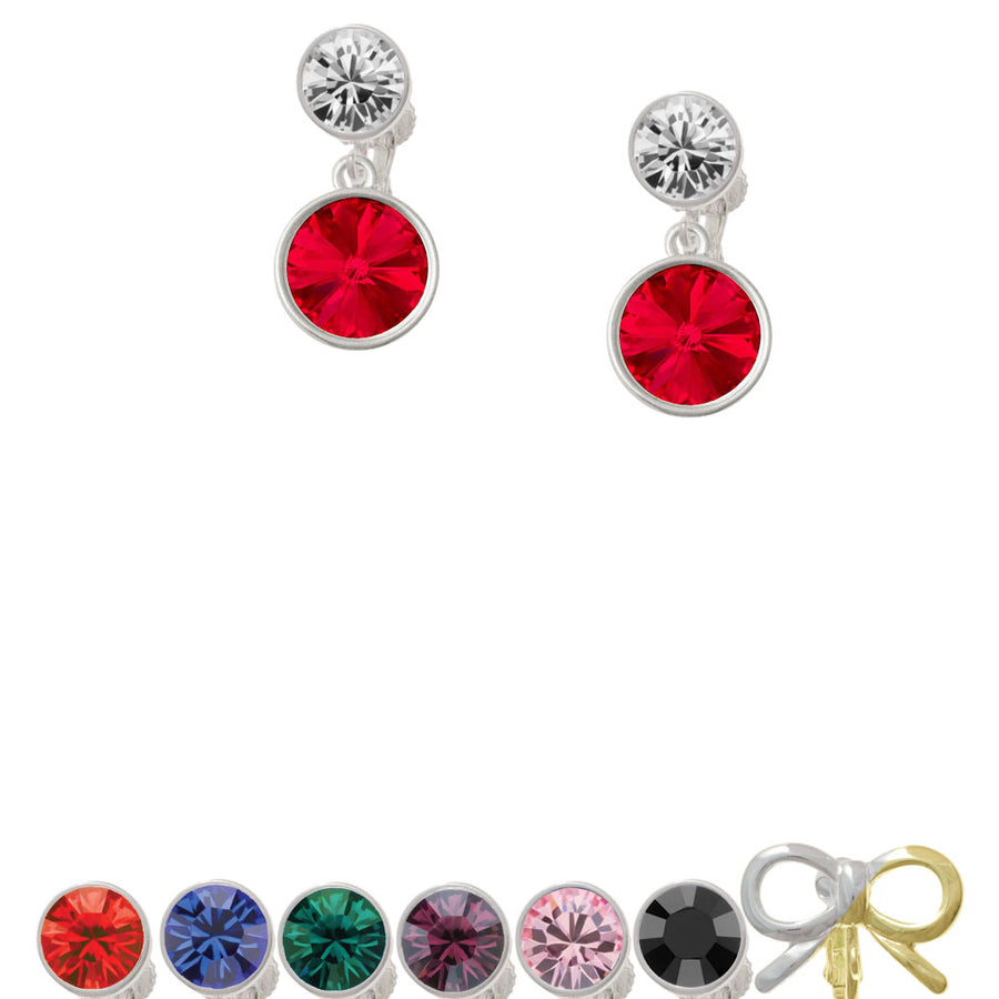 12mm Crystal Rivoli - Red Crystal Clip On Earrings Image 1