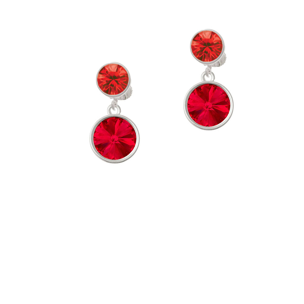 12mm Crystal Rivoli - Red Crystal Clip On Earrings Image 4