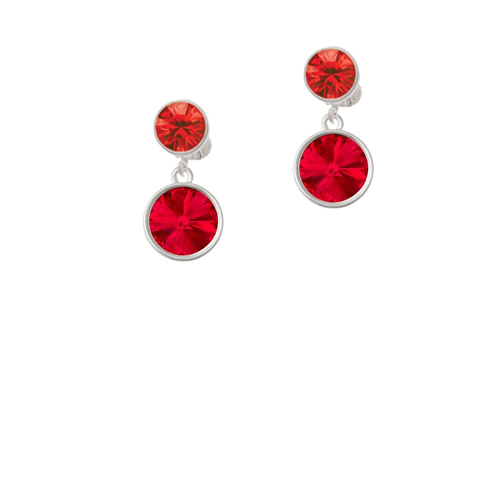 12mm Crystal Rivoli - Red Crystal Clip On Earrings Image 1