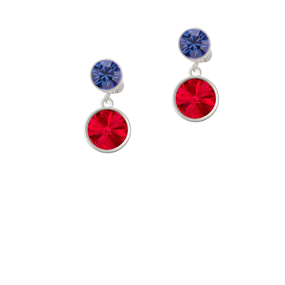 12mm Crystal Rivoli - Red Crystal Clip On Earrings Image 7