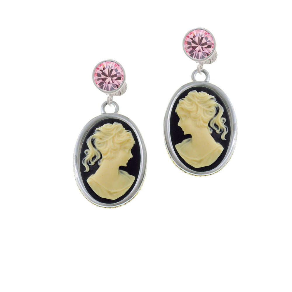 Oval - Black Cameo - Crystal Clip On Earrings Image 4