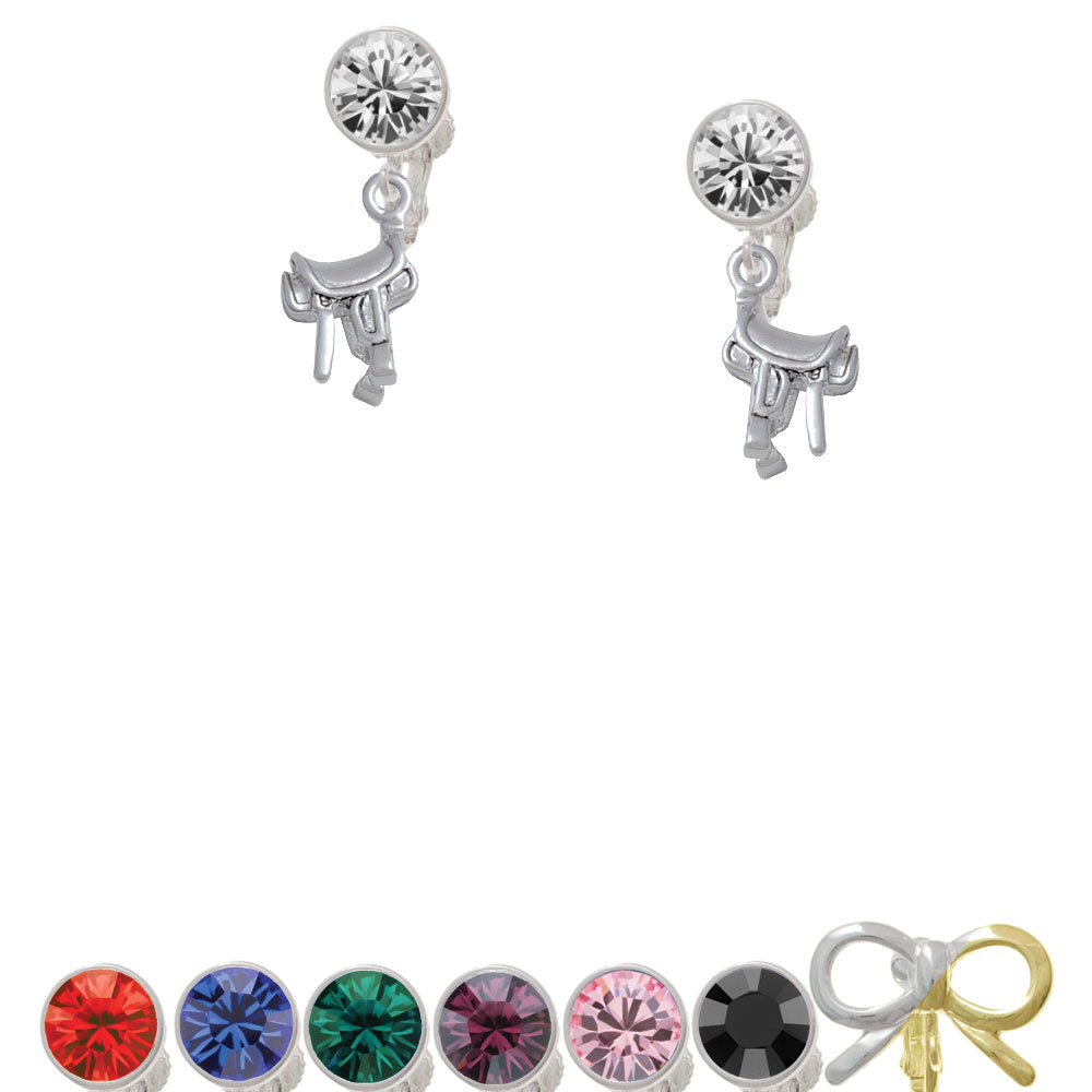 English Saddle Crystal Clip On Earrings Image 1