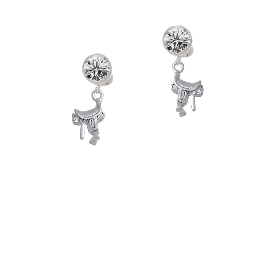 English Saddle Crystal Clip On Earrings Image 2