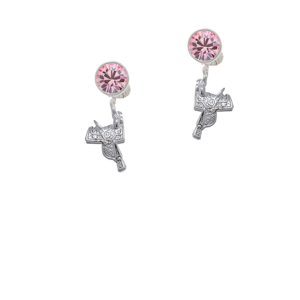 Western Saddle Crystal Clip On Earrings Image 4