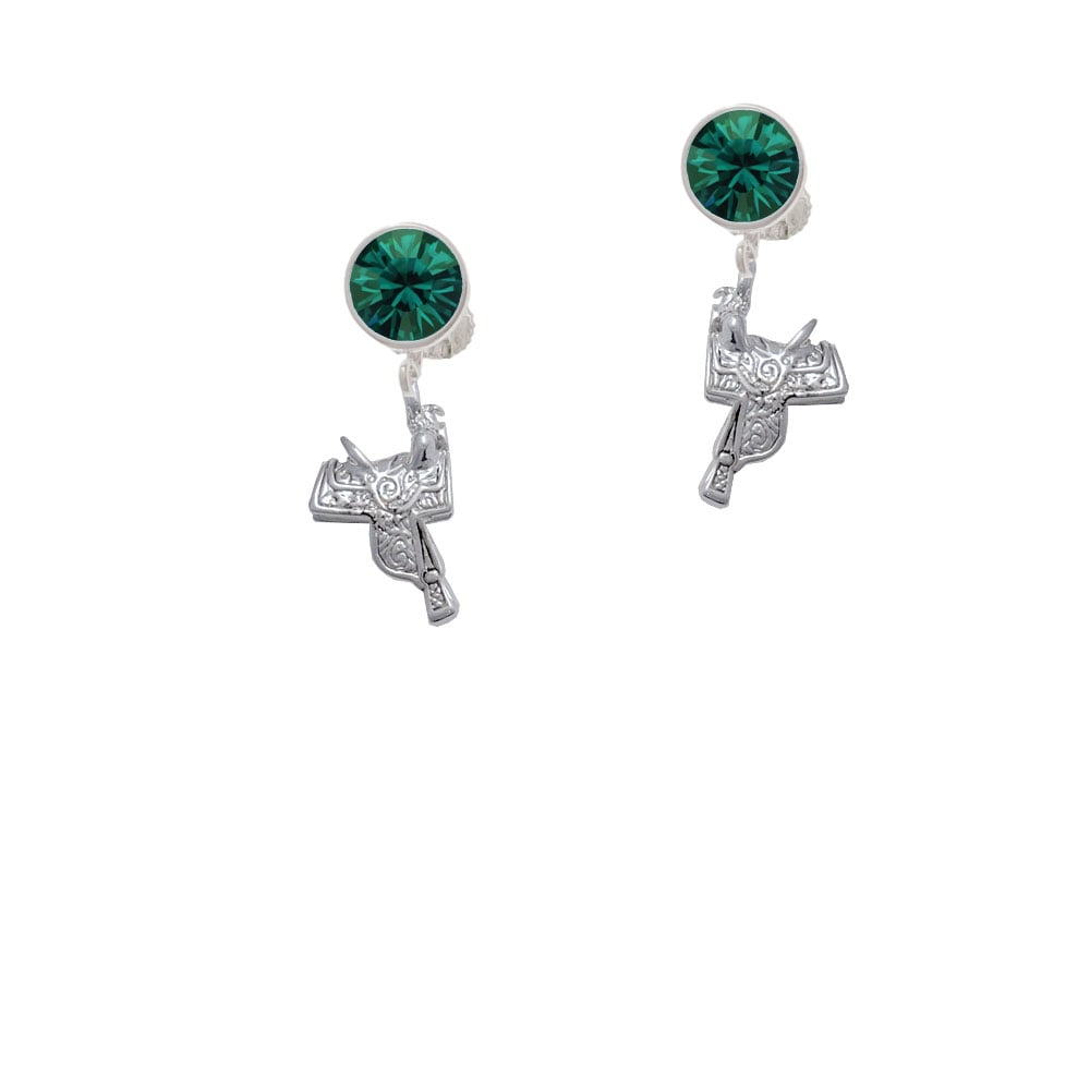 Western Saddle Crystal Clip On Earrings Image 6