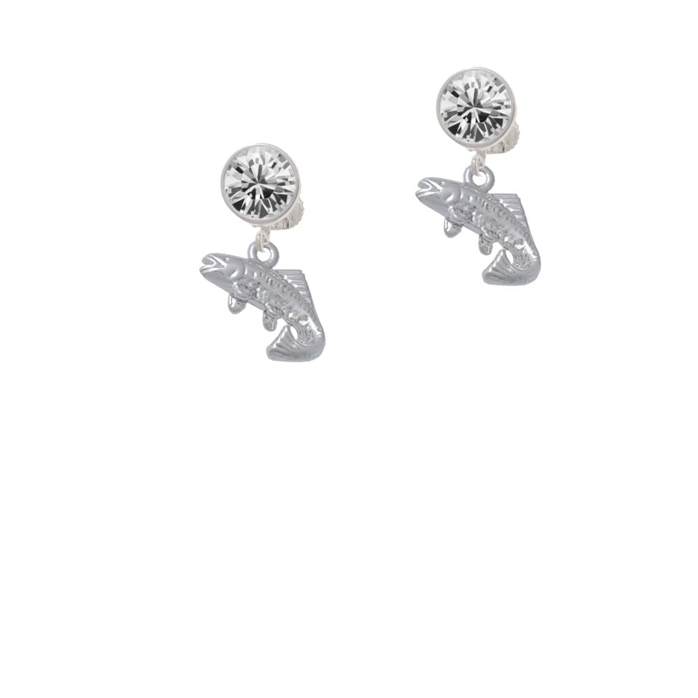 Jumping Trout Crystal Clip On Earrings Image 2