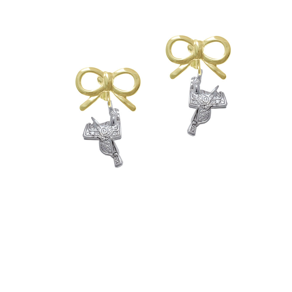 Western Saddle Crystal Clip On Earrings Image 10