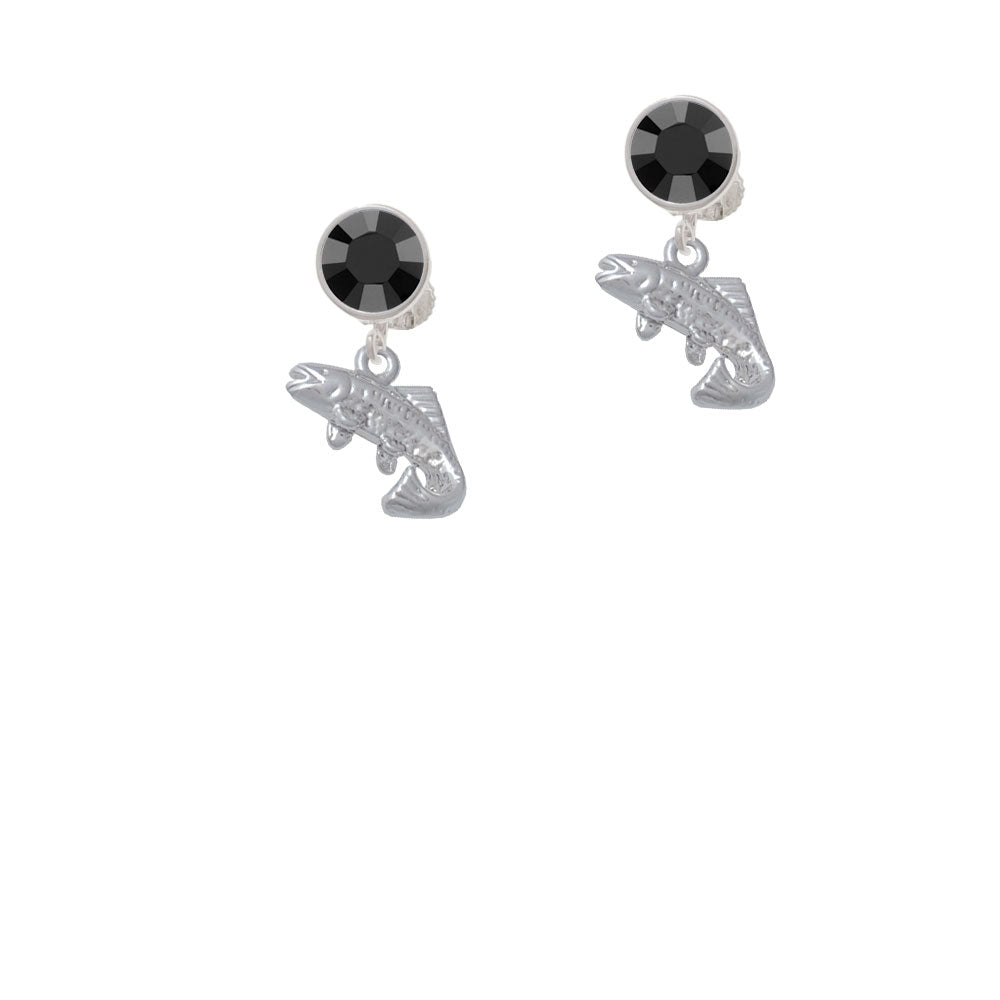 Jumping Trout Crystal Clip On Earrings Image 3